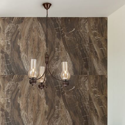 Brilagi - LED Csillár láncon COTTAGE 3xE14/40W/230V tölgy/barna