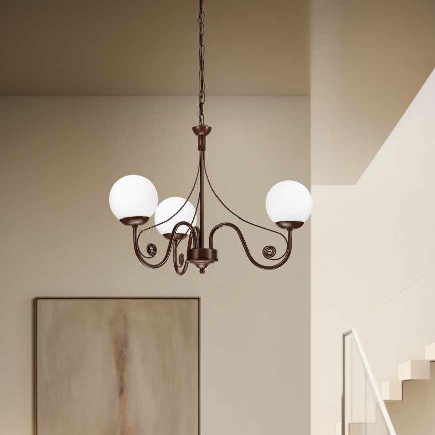 Brilagi - LED Csillár láncon COTTAGE 3xG9/40W/230V barna/fehér