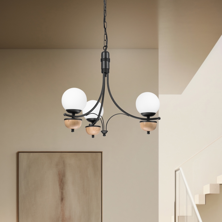 Brilagi - LED Csillár láncon COTTAGE 3xG9/40W/230V bükkfa/fehér