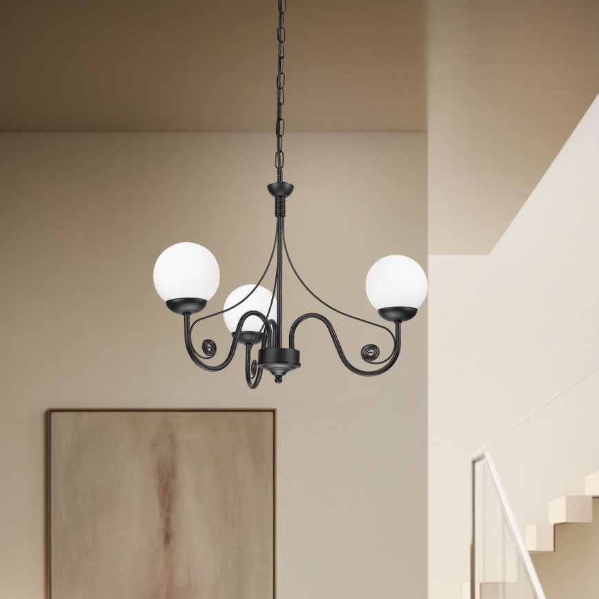 Brilagi - LED Csillár láncon COTTAGE 3xG9/40W/230V fekete/fehér