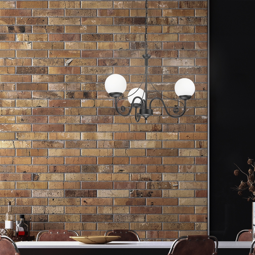 Brilagi - LED Csillár láncon COTTAGE 3xG9/40W/230V fekete/fehér