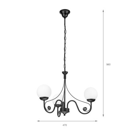 Brilagi - LED Csillár láncon COTTAGE 3xG9/40W/230V fekete/fehér