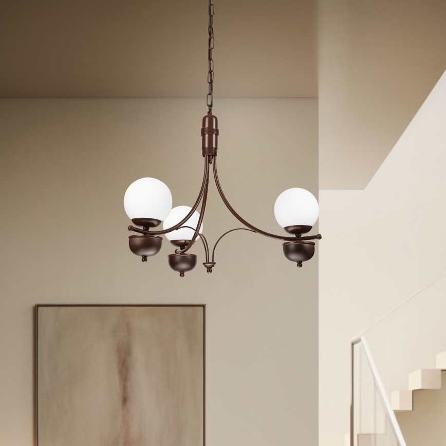 Brilagi - LED Csillár láncon COTTAGE 3xG9/40W/230V tölgy/fehér