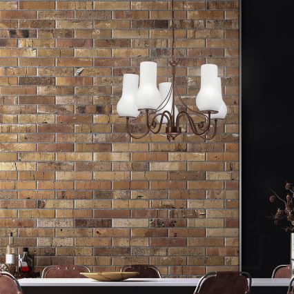 Brilagi - LED Csillár láncon COTTAGE 5xE14/40W/230V barna/fehér