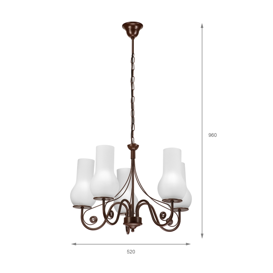 Brilagi - LED Csillár láncon COTTAGE 5xE14/40W/230V barna/fehér