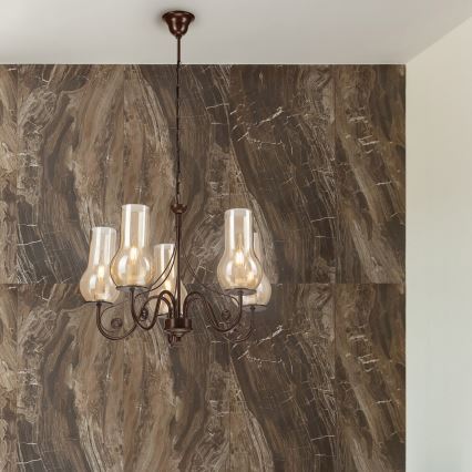 Brilagi - LED Csillár láncon COTTAGE 5xE14/40W/230V barna