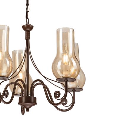Brilagi - LED Csillár láncon COTTAGE 5xE14/40W/230V barna