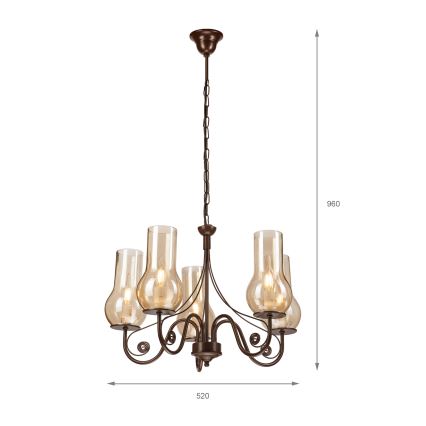 Brilagi - LED Csillár láncon COTTAGE 5xE14/40W/230V barna