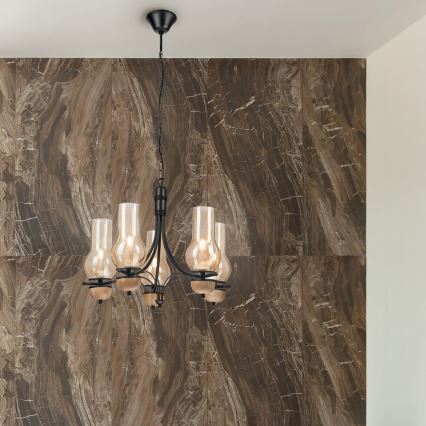 Brilagi - LED Csillár láncon COTTAGE 5xE14/40W/230V bükkfa/barna