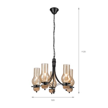 Brilagi - LED Csillár láncon COTTAGE 5xE14/40W/230V bükkfa/barna