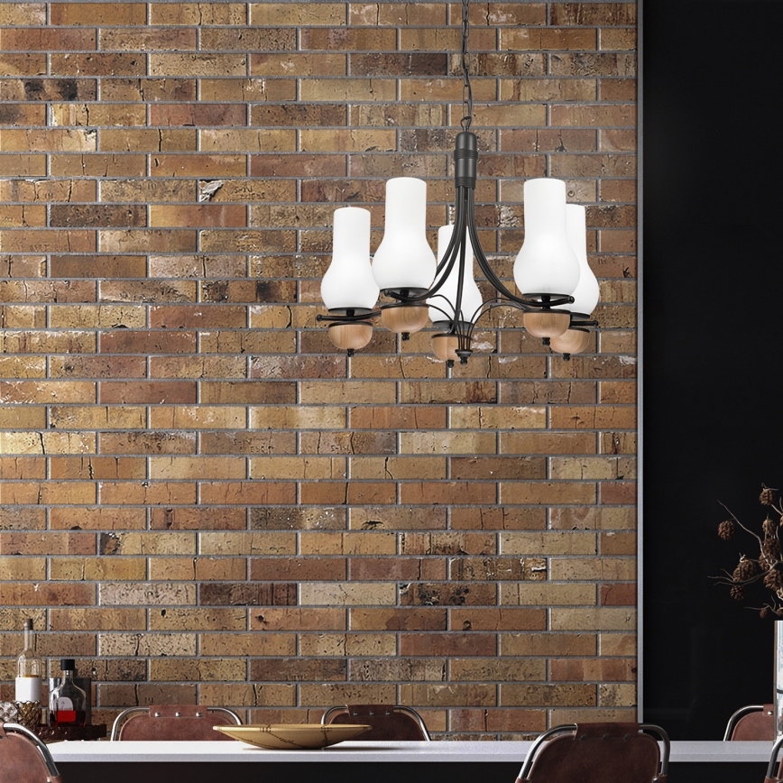 Brilagi - LED Csillár láncon COTTAGE 5xE14/40W/230V bükkfa/fehér