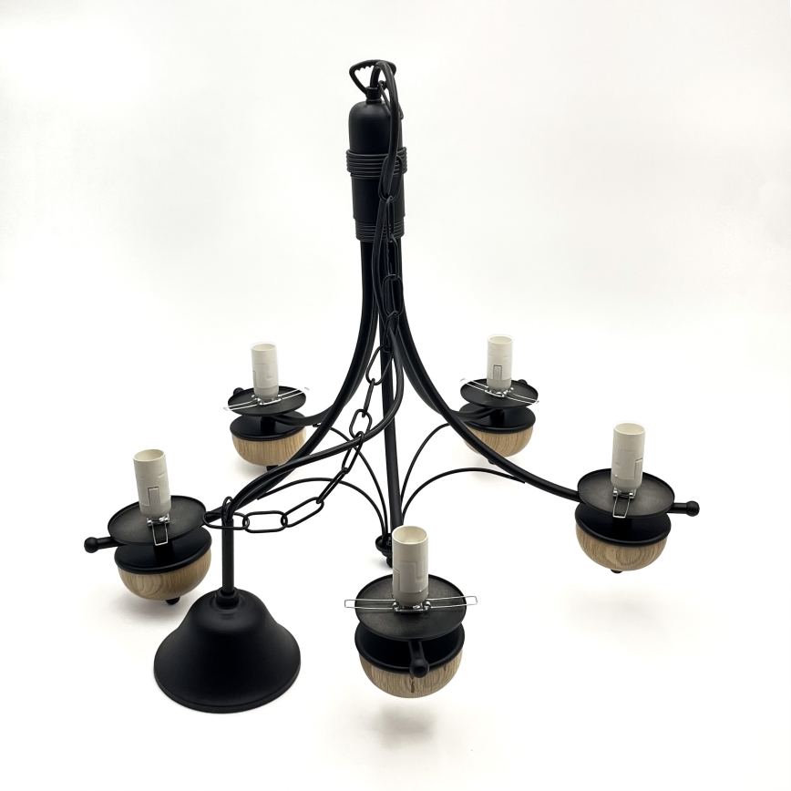 Brilagi - LED Csillár láncon COTTAGE 5xE14/40W/230V bükkfa/fehér