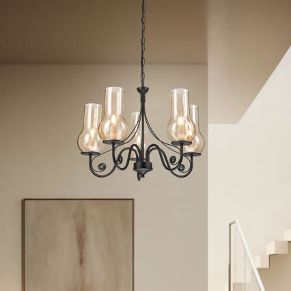 Brilagi - LED Csillár láncon COTTAGE 5xE14/40W/230V fekete/barna