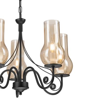 Brilagi - LED Csillár láncon COTTAGE 5xE14/40W/230V fekete/barna