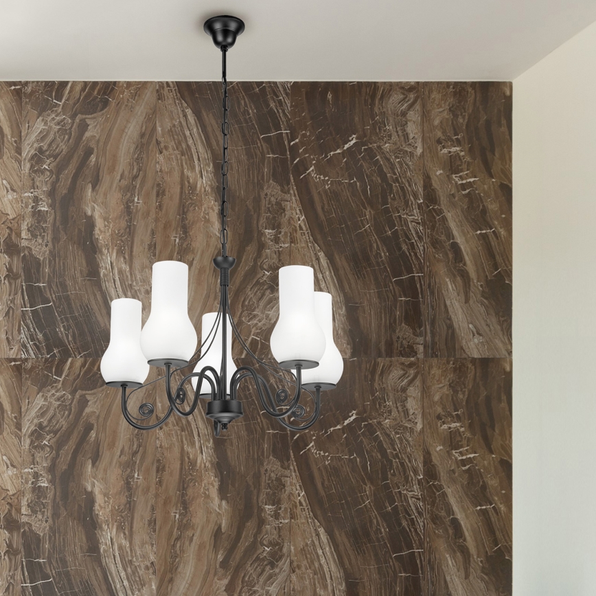 Brilagi - LED Csillár láncon COTTAGE 5xE14/40W/230V fekete/fehér