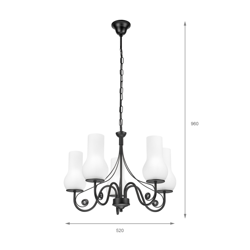 Brilagi - LED Csillár láncon COTTAGE 5xE14/40W/230V fekete/fehér