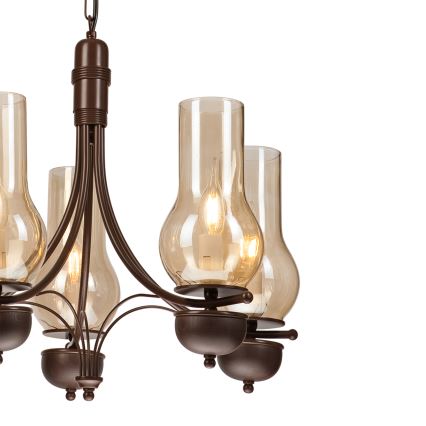 Brilagi - LED Csillár láncon COTTAGE 5xE14/40W/230V tölgy/barna