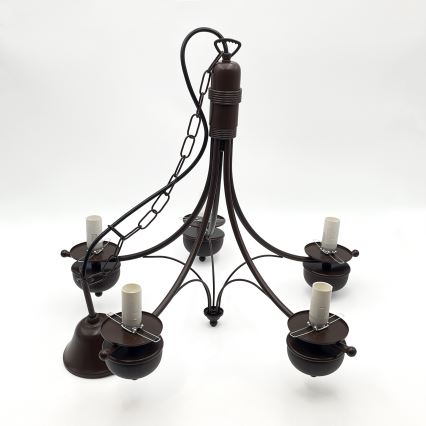 Brilagi - LED Csillár láncon COTTAGE 5xE14/40W/230V tölgy/barna