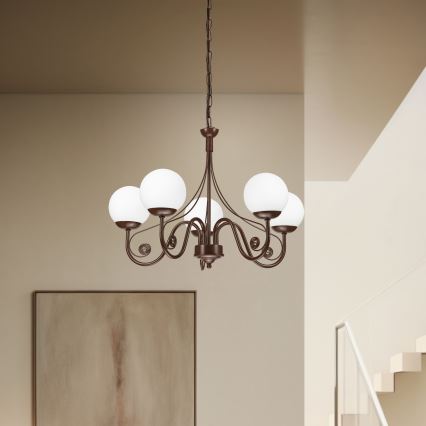 Brilagi - LED Csillár láncon COTTAGE 5xG9/40W/230V barna/fehér