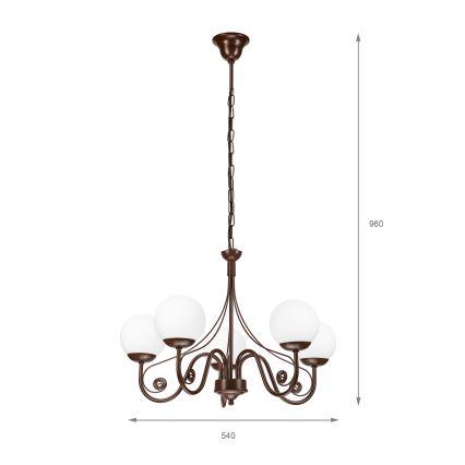 Brilagi - LED Csillár láncon COTTAGE 5xG9/40W/230V barna/fehér