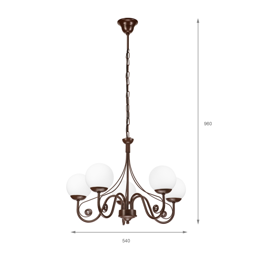 Brilagi - LED Csillár láncon COTTAGE 5xG9/40W/230V barna/fehér