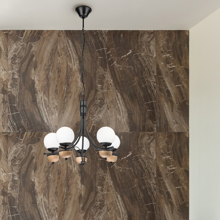 Brilagi - LED Csillár láncon COTTAGE 5xG9/40W/230V bükkfa/fehér