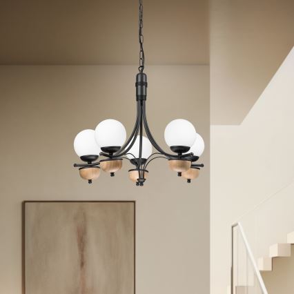 Brilagi - LED Csillár láncon COTTAGE 5xG9/40W/230V bükkfa/fehér