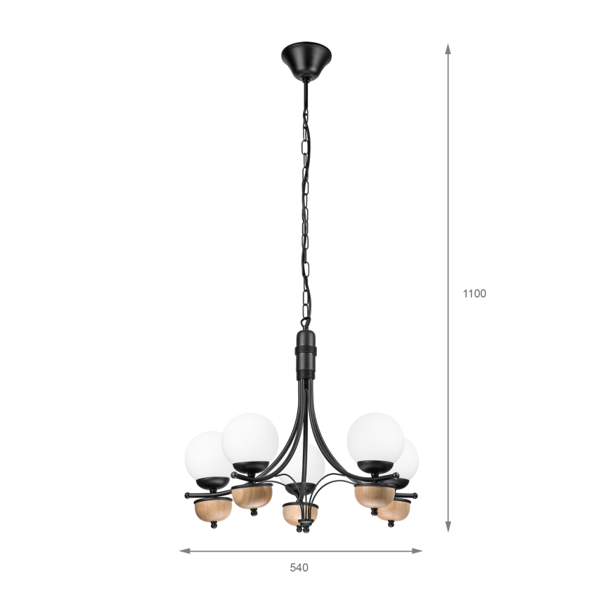 Brilagi - LED Csillár láncon COTTAGE 5xG9/40W/230V bükkfa/fehér