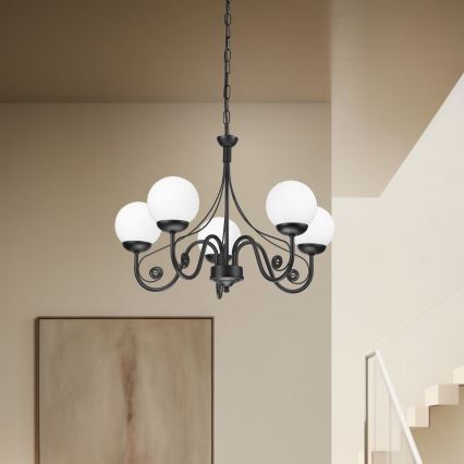 Brilagi - LED Csillár láncon COTTAGE 5xG9/40W/230V fekete/fehér