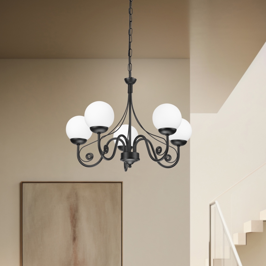 Brilagi - LED Csillár láncon COTTAGE 5xG9/40W/230V fekete/fehér