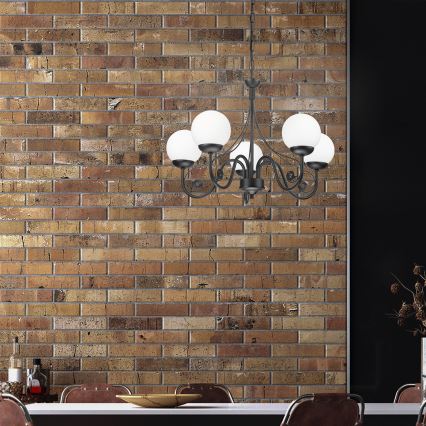 Brilagi - LED Csillár láncon COTTAGE 5xG9/40W/230V fekete/fehér