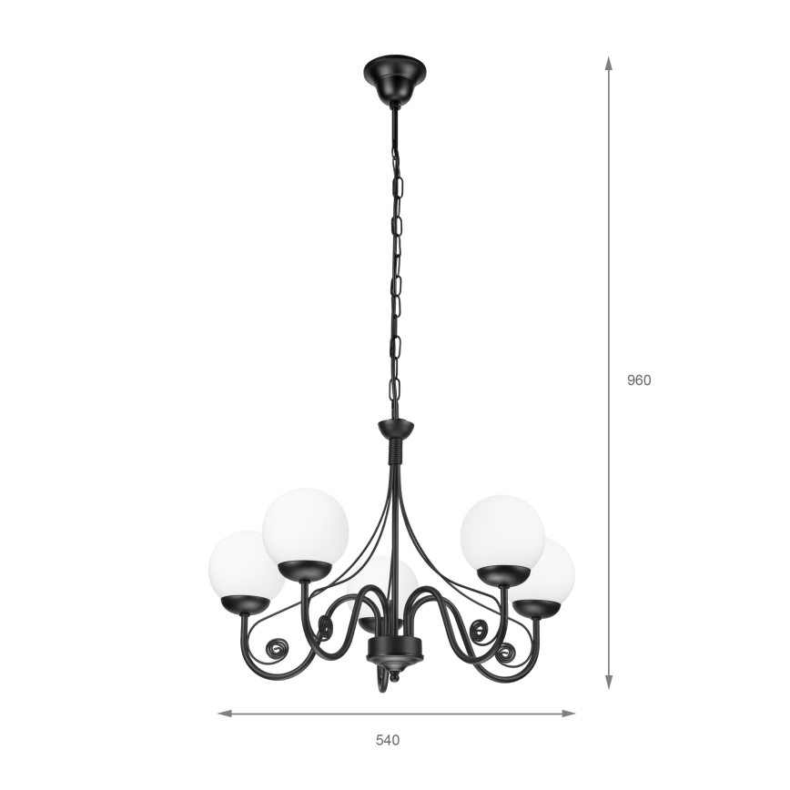 Brilagi - LED Csillár láncon COTTAGE 5xG9/40W/230V fekete/fehér