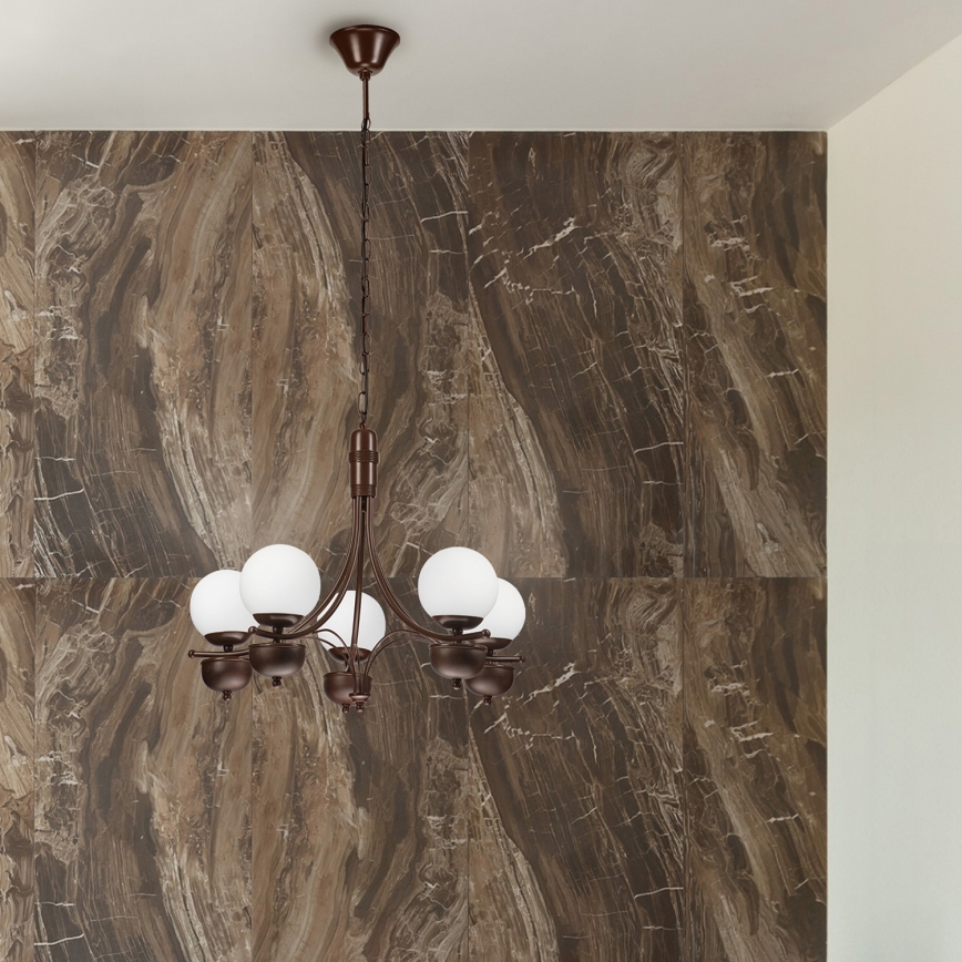 Brilagi - LED Csillár láncon COTTAGE 5xG9/40W/230V tölgy/fehér