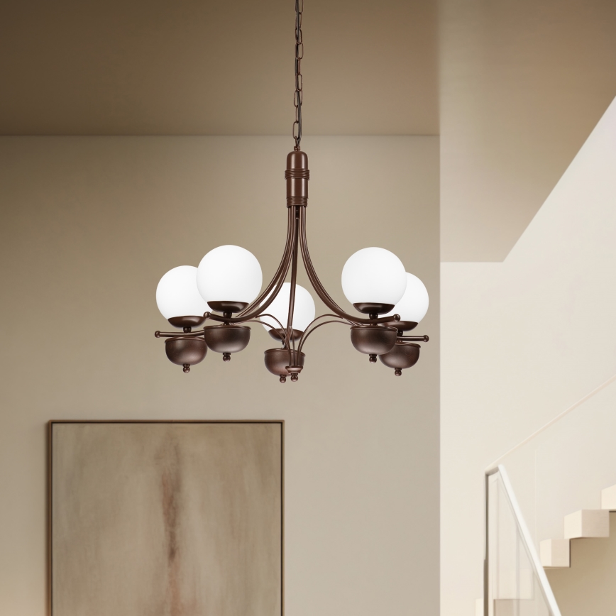 Brilagi - LED Csillár láncon COTTAGE 5xG9/40W/230V tölgy/fehér