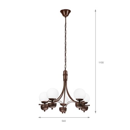 Brilagi - LED Csillár láncon COTTAGE 5xG9/40W/230V tölgy/fehér