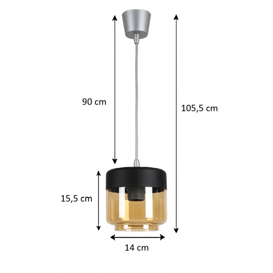 Brilagi - LED függőlámpa kábelen RETRO GLASS 1xE27/60W/230V átm. 14 cm ezüst/füstös bézs/fekete