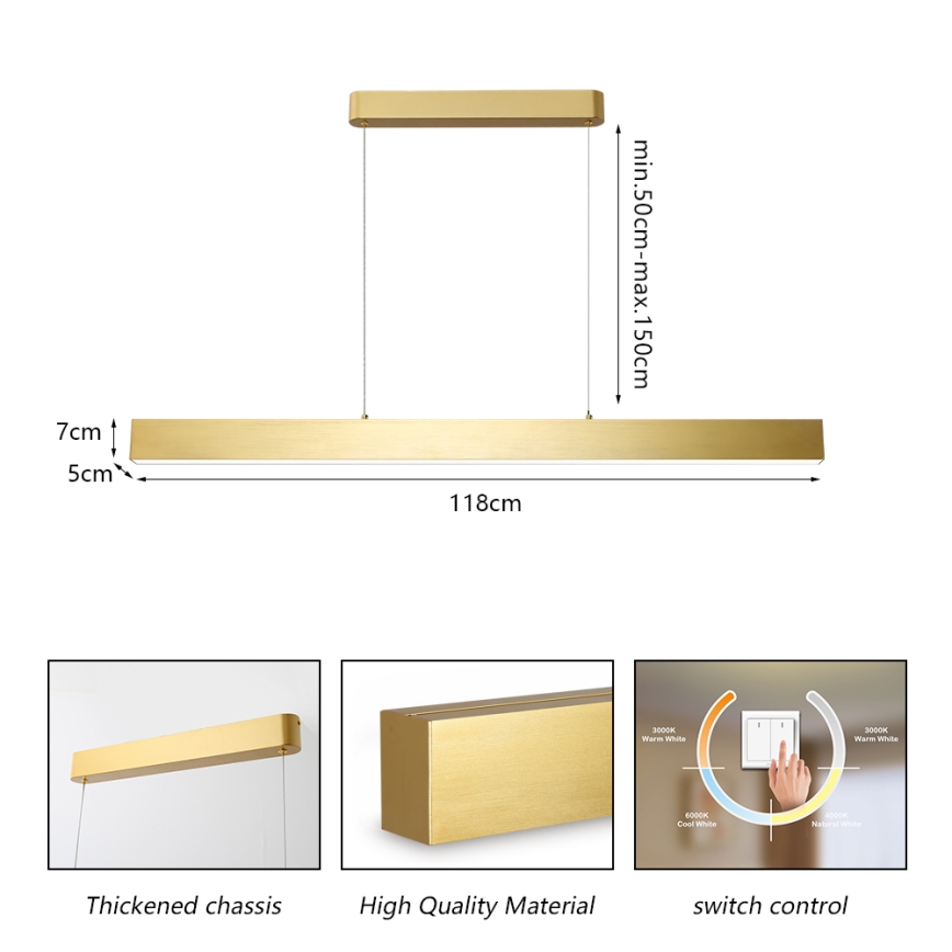 Brilagi - LED csillár zsinóron SLEEKLINE LED/40W/230V 3000/4500/6000K arany