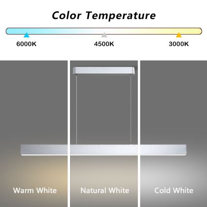 Brilagi - LED csillár zsinóron SLEEKLINE LED/40W/230V 3000/4500/6000K ezüst