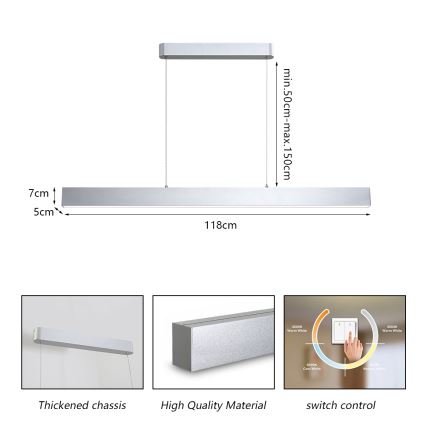 Brilagi - LED csillár zsinóron SLEEKLINE LED/40W/230V 3000/4500/6000K ezüst