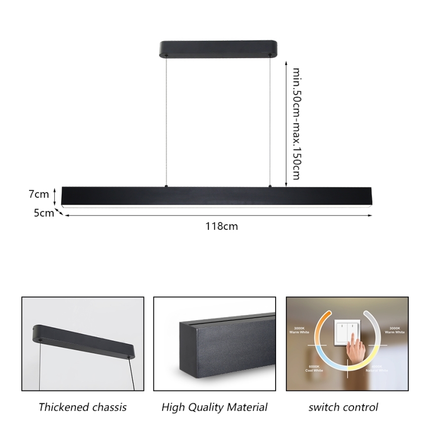 Brilagi - LED csillár kábelre SLEEKLINE LED/40W/230V 3000/4500/6000K fekete