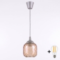 Brilagi - LED csillár sodronykábelen RETRO GLASS 1xE27/60W/230V Ø 14 cm ezüst/füstbarna