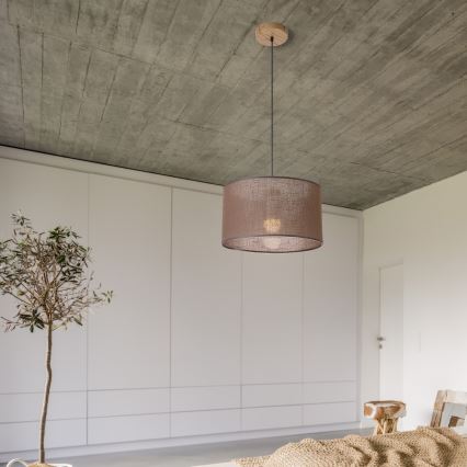 Brilagi - LED Csillár zsinóron ANTHONY 1xE27/60W/230V tölgy/barna