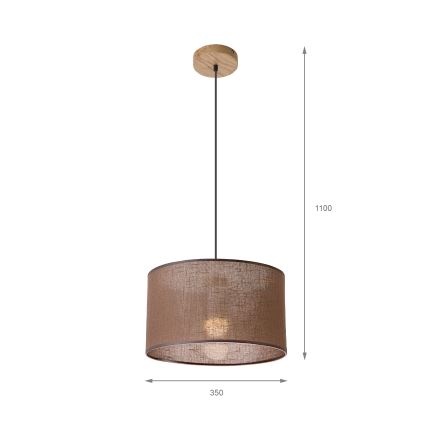 Brilagi - LED Csillár zsinóron ANTHONY 1xE27/60W/230V tölgy/barna