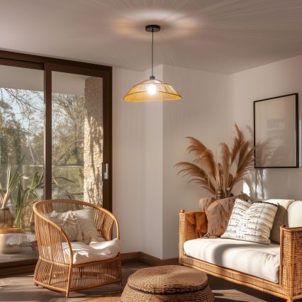 Brilagi - LED csillár zsinóron CERIA BOHO 1xE27/40W/230V átm. 50 cm barna