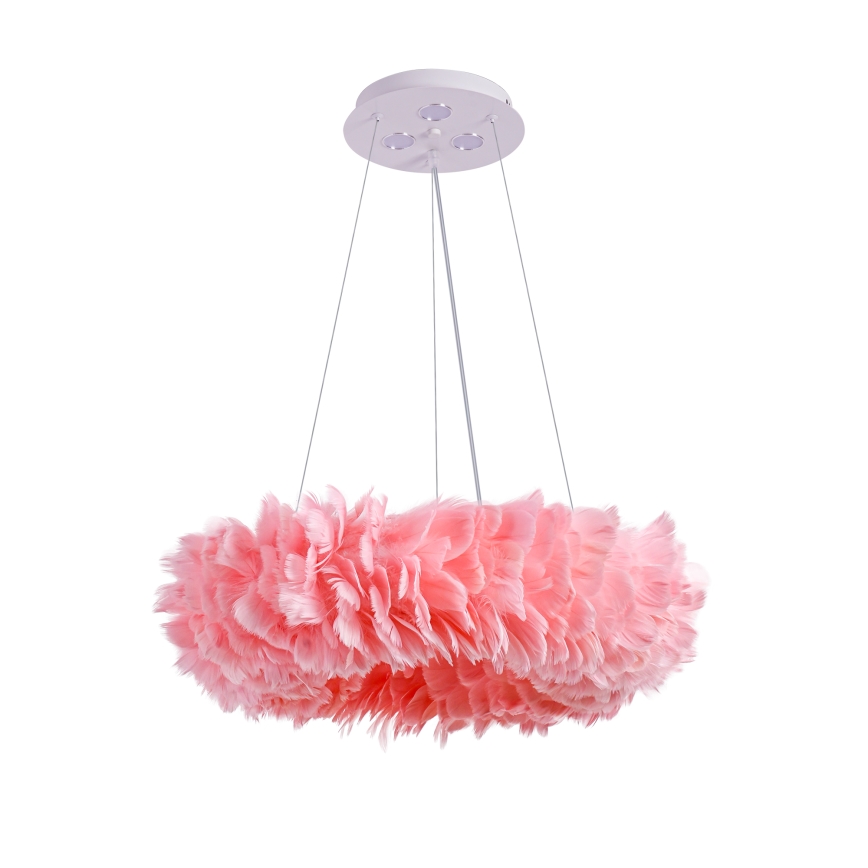 Brilagi - LED csillár zsinóron FEATHER 3xE27/40W/230V + 3xLED/3W, átmérő 50 cm, rózsaszín