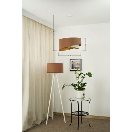 Brilagi - LED Csillár zsinóron LYRA 1xE27/15W/230V barna/krémes/arany