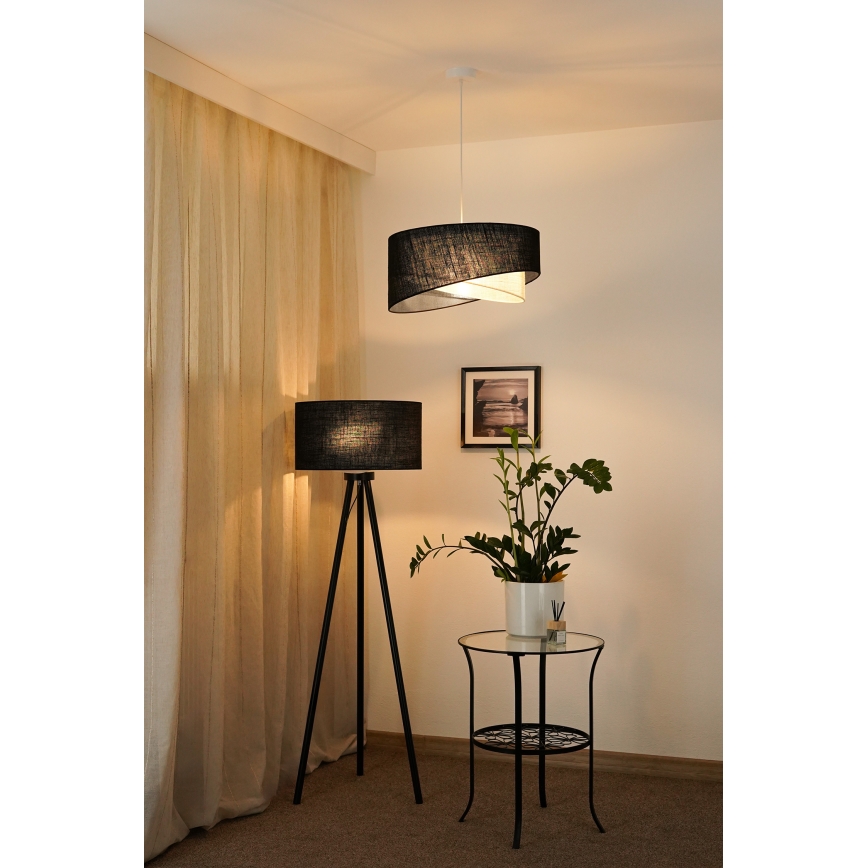 Brilagi - LED Csillár zsinóron LYRA 1xE27/15W/230V fekete/krémes