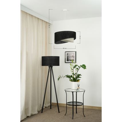 Brilagi - LED Csillár zsinóron LYRA 1xE27/15W/230V fekete/krémes