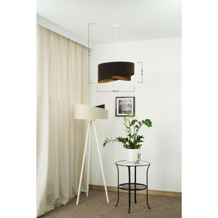 Brilagi - LED Csillár zsinóron LYRA 1xE27/15W/230V sötét barna/arany