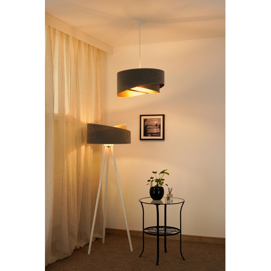 Brilagi - LED Csillár zsinóron LYRA 1xE27/15W/230V szürke/arany